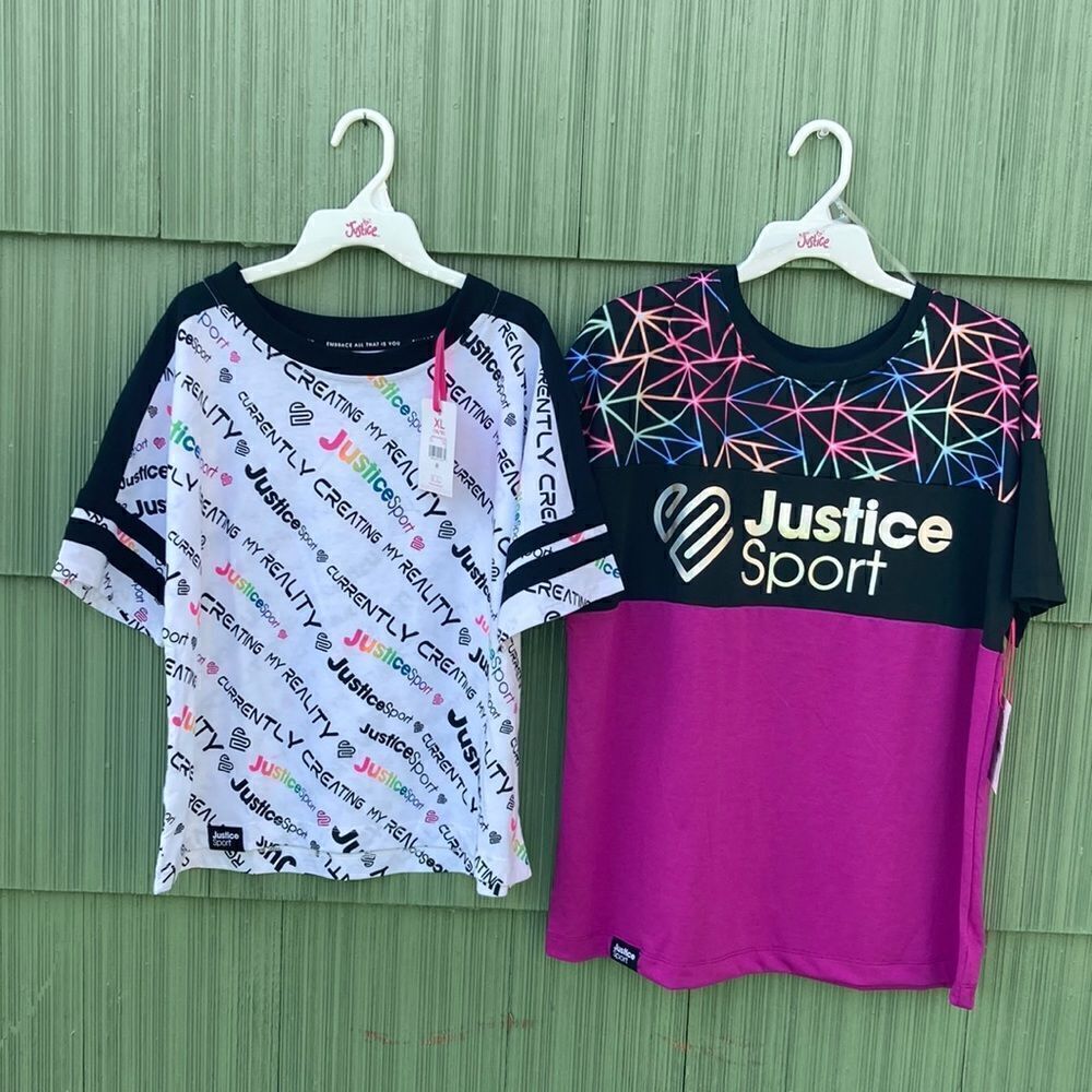 JUSTICE Girls J-Sport Blocked T-Shirts 2-Pack Size XL (16/18)